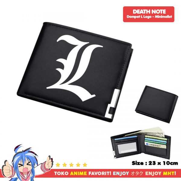 Dompet Anime Death Note - L logo Hitam Minimalist - myhobbytown