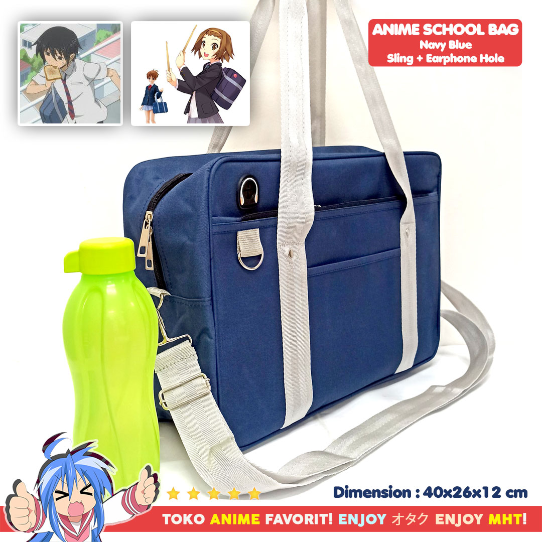  Tas  SMA Jepang  Anime School Bag  Koukou Bag  Navy Blue 