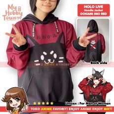 Jaket Hoodie Anime Holo Live - Ookami Mio Red Style - myhobbytown