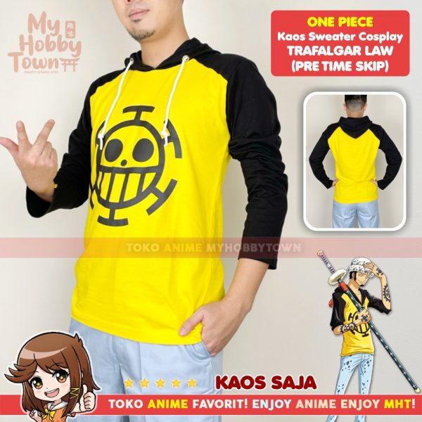 Kaos T-shirt Trafalgar Law Cosplay Anime One Piece Before Time Skip ...