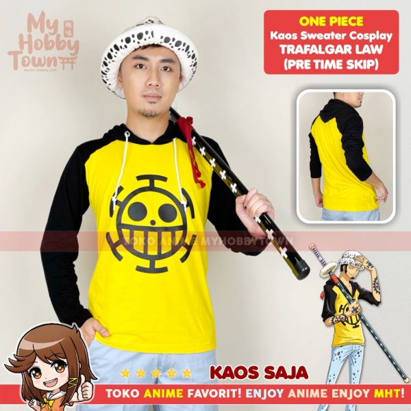 Kaos T-shirt Trafalgar Law Cosplay Anime One Piece Before Time Skip ...