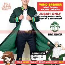 Jubah Jaket Parka Anime Cosplay Hajime Umemiya Ketua Bofurin Captain Fuurin High Wind Breaker Nii Satoru HIjau
