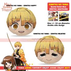 Bantal Anime Bulat Kimetsu No Yaiba - Demon Slayer : Zenitsu Plushie Plush Doll Round Cushion