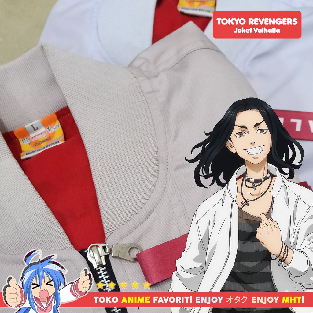Jaket Bomber Anime Tokyo Revengers Valhalla Keisuke Baji Kazutora Hanemiya Anime Version Cream - Gambar 6