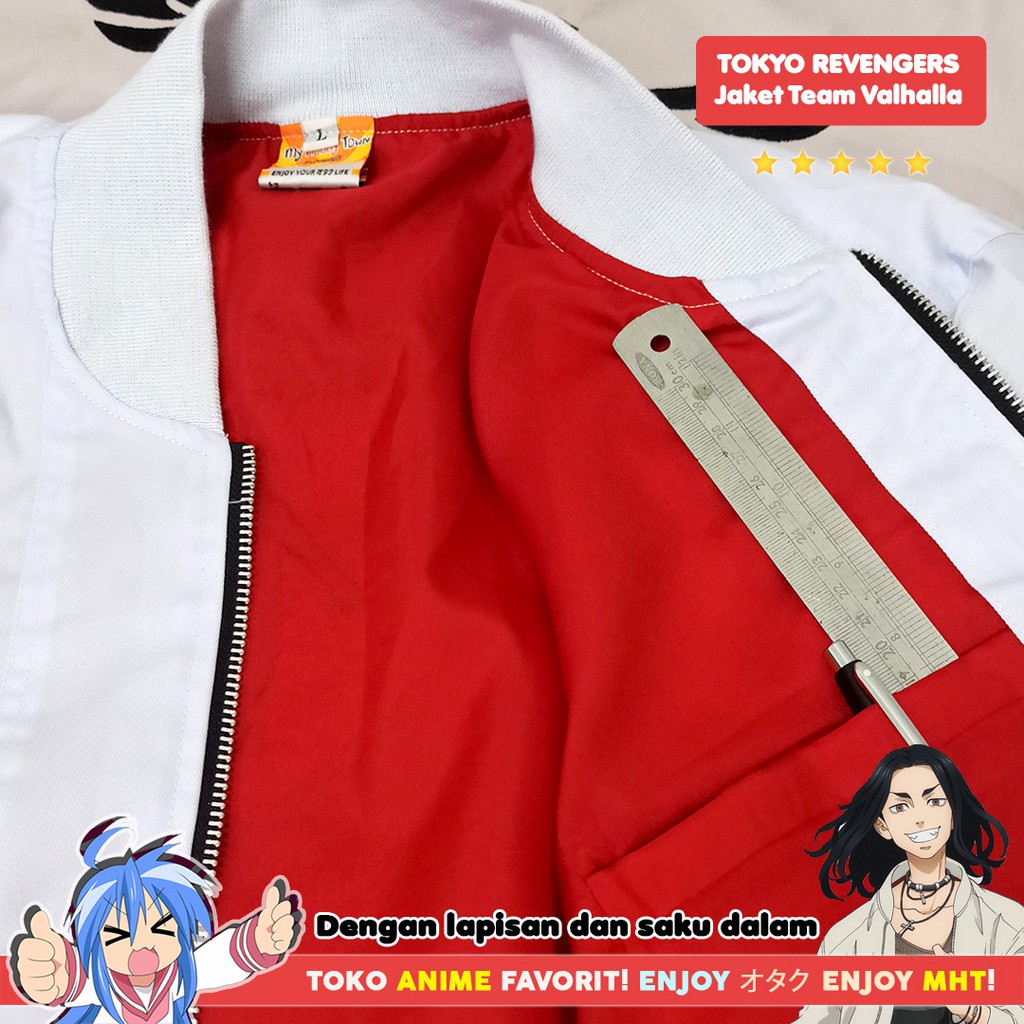 Jaket Bomber Anime Tokyo Revengers Valhalla Keisuke Baji Kazutora Hanemiya Anime Version Cream - Gambar 7