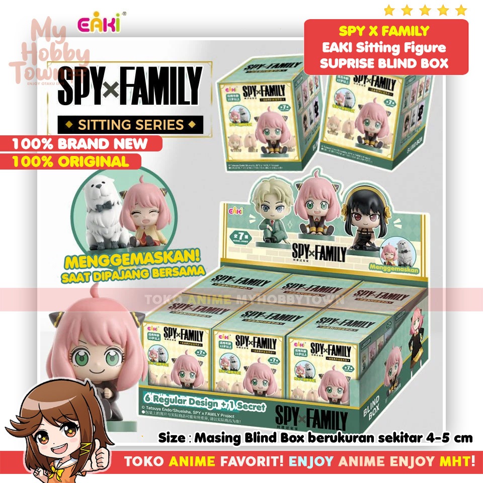 Original EAKI Figure Anime Spy X Family Sitting Series Surprise Blind Box - Anya Forger Loid Yor Bond - Gambar 2