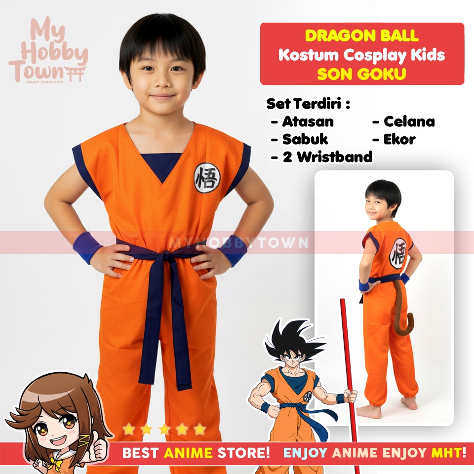 Kostum Cosplay Anak Son Goku KIDS SIZE Karakter Anime Dragon Ball
