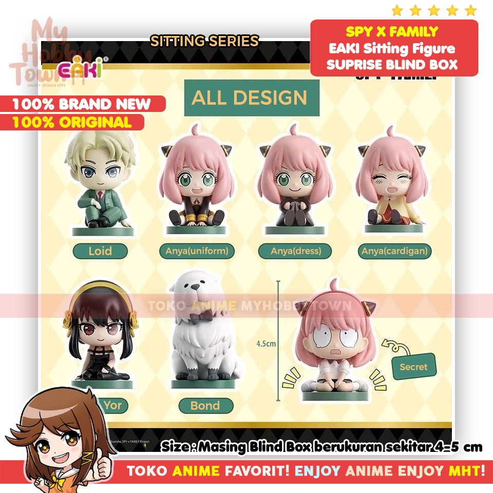 Original EAKI Figure Anime Spy X Family Sitting Series Surprise Blind Box - Anya Forger Loid Yor Bond - Gambar 3