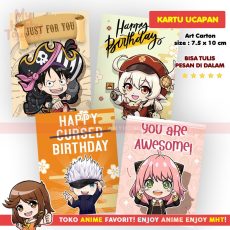 Kartu Ucapan Gift Thank You Greetings Card Happy Birthday Ulang Tahun Wisuda Wish Anime Souvenir Custom Gojo Anya Klee Luffy
