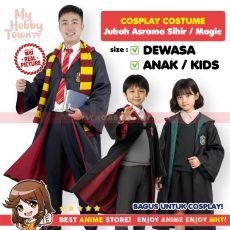 Jubah Sekolah Asrama Penyihir Hitam Panjang Kostum Cosplay Halloween Sekolah Asrama Merah Hijau