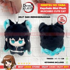 Gantungan Kunci Boneka Anime Kimetsu No Yaiba Karakter Muichiro Tokito Keychain Mini Plushie Doll Cute Cat Demon Slayer