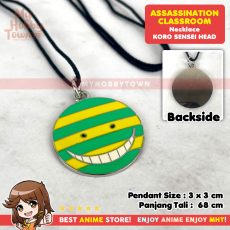 Kalung Anime Ansatsu Assassination Classroom Koro-sensei Face Head Yellow-Green Necklace