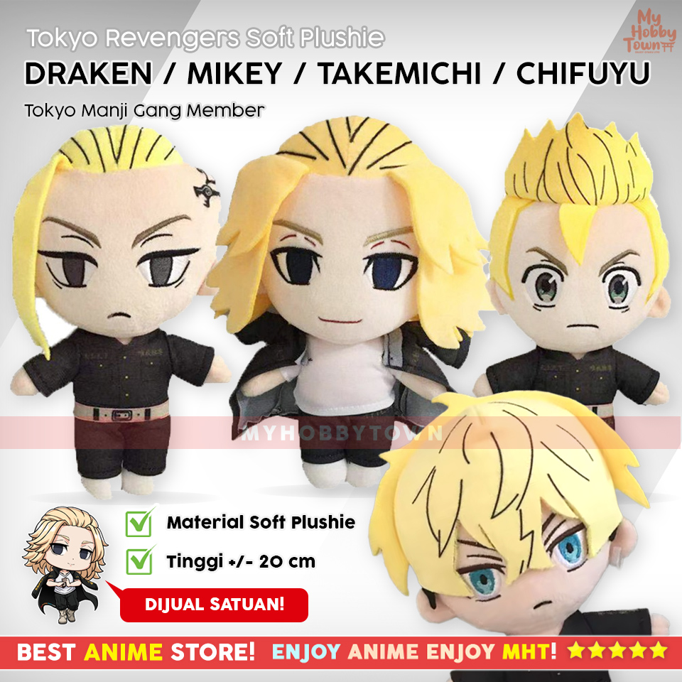 Boneka Tokyo Revengers Soft Plushie – Boneka Karakter Tokyo Manji Gang Draken, Mikey, Takemichi, Chifuyu