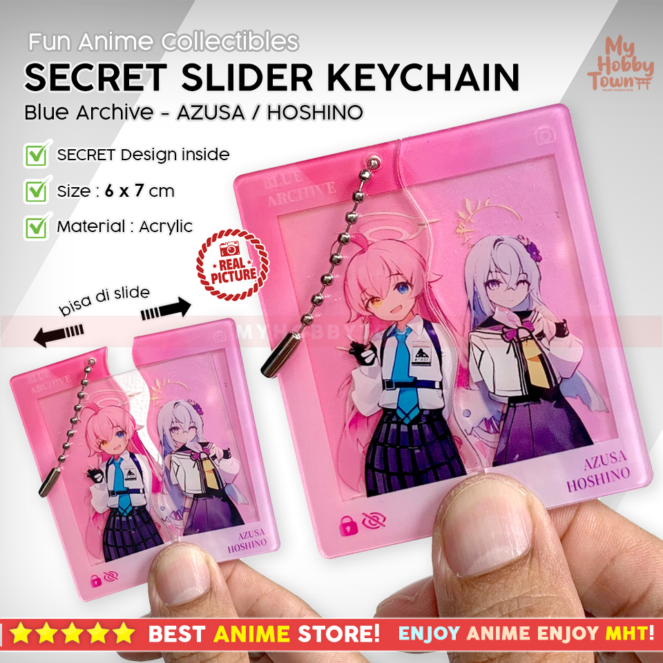 Gantungan Kunci Secret Slider Keychain Acrylic β Gantungan Akrilik Geser Interaktif Karakter Anime Makima Reze Chainsaw Man Terror Shiroko Azusa Hoshino Key Aris Blue Archive - Gambar 4