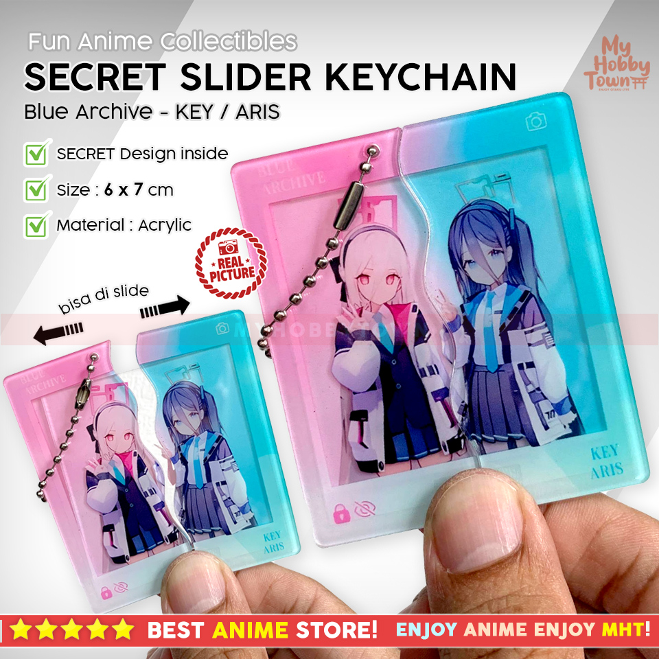 Gantungan Kunci Secret Slider Keychain Acrylic β Gantungan Akrilik Geser Interaktif Karakter Anime Makima Reze Chainsaw Man Terror Shiroko Azusa Hoshino Key Aris Blue Archive - Gambar 3