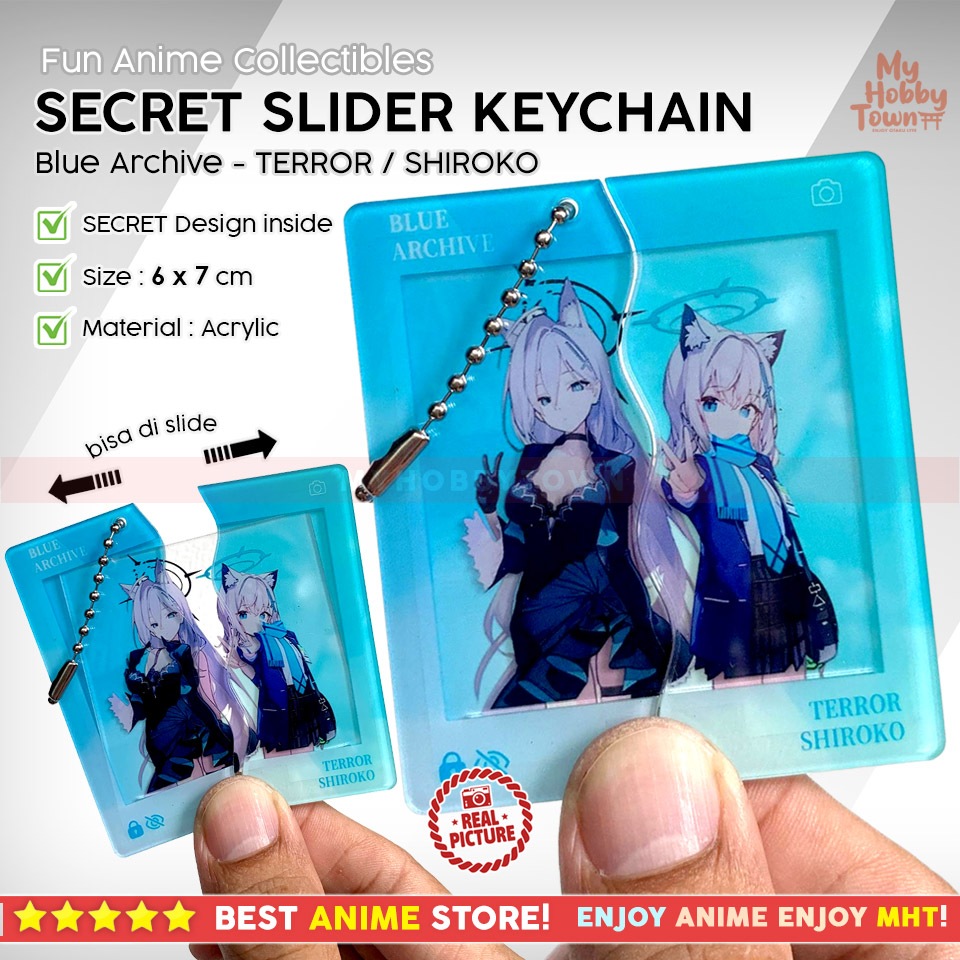 Gantungan Kunci Secret Slider Keychain Acrylic β Gantungan Akrilik Geser Interaktif Karakter Anime Makima Reze Chainsaw Man Terror Shiroko Azusa Hoshino Key Aris Blue Archive - Gambar 2