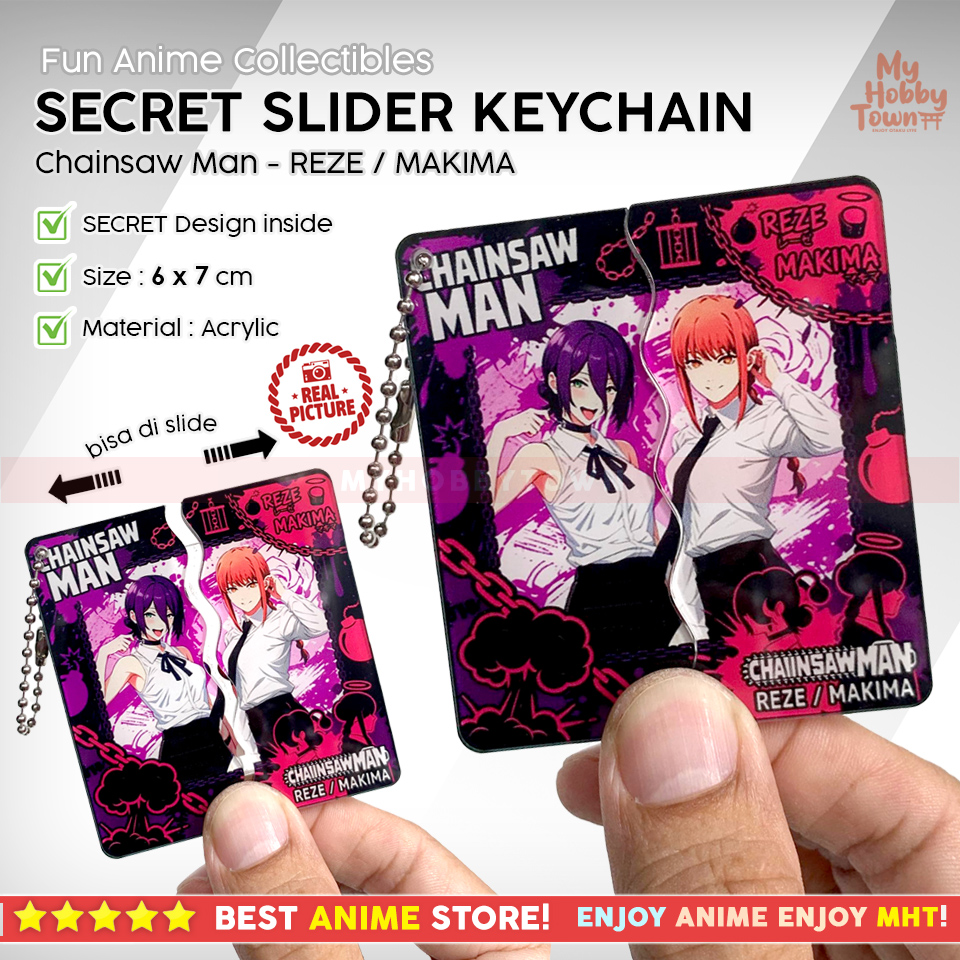 Gantungan Kunci Secret Slider Keychain Acrylic β Gantungan Akrilik Geser Interaktif Karakter Anime Makima Reze Chainsaw Man Terror Shiroko Azusa Hoshino Key Aris Blue Archive - Gambar 5