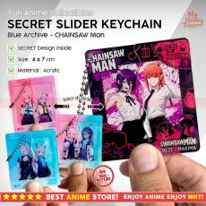 Gantungan Kunci Secret Slider Keychain Acrylic – Gantungan Akrilik Geser Interaktif Karakter Anime Makima Reze Chainsaw Man Terror Shiroko Azusa Hoshino Key Aris Blue Archive