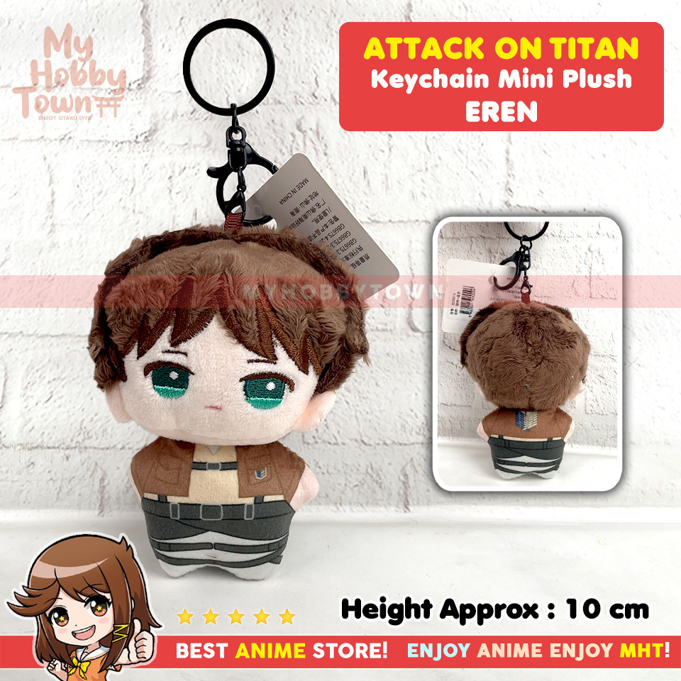 Gantungan Kunci Boneka Anime Attack On Tittan AOT Karakter Levi Eren Shingeki no Kyojin Keychain Mini Plushie Doll - Gambar 3