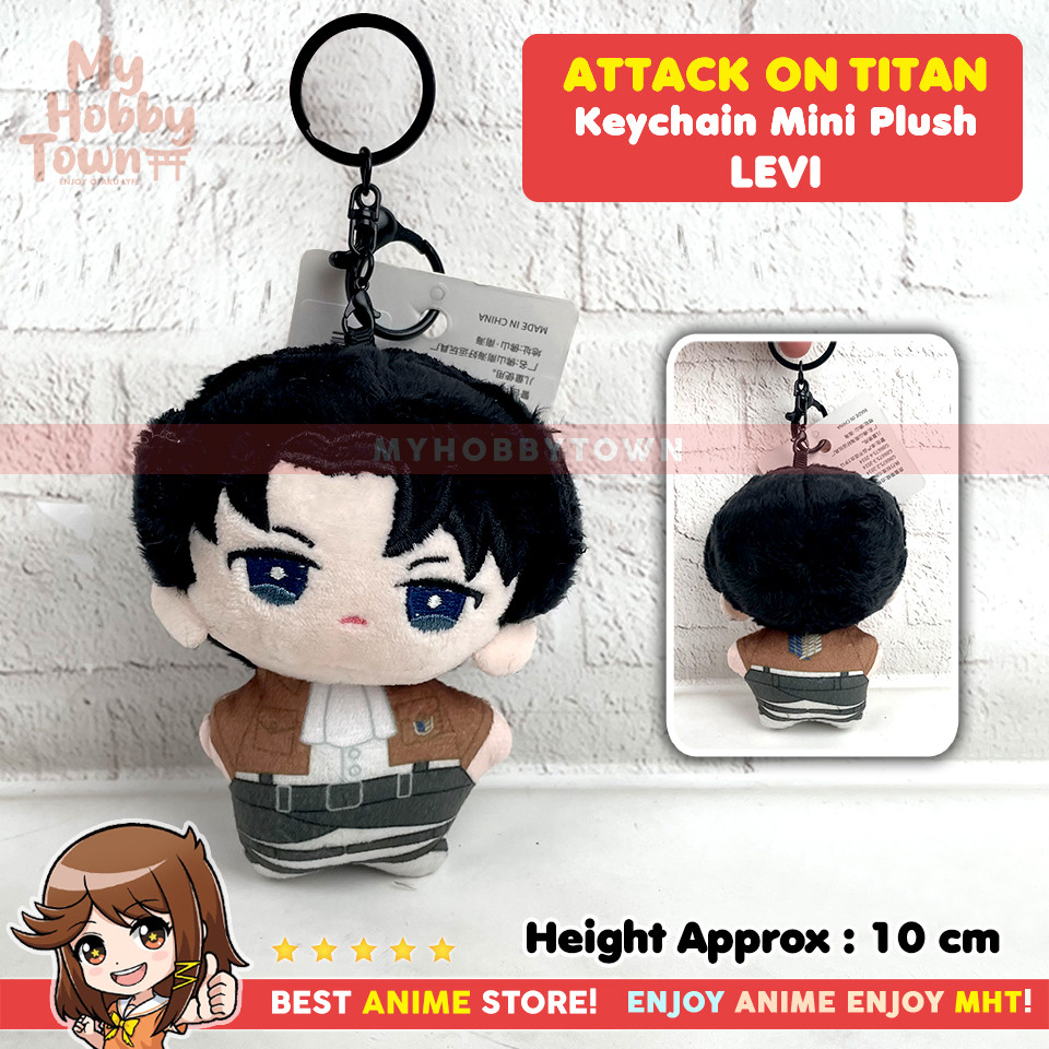 Gantungan Kunci Boneka Anime Attack On Tittan AOT Karakter Levi Eren Shingeki no Kyojin Keychain Mini Plushie Doll - Gambar 2