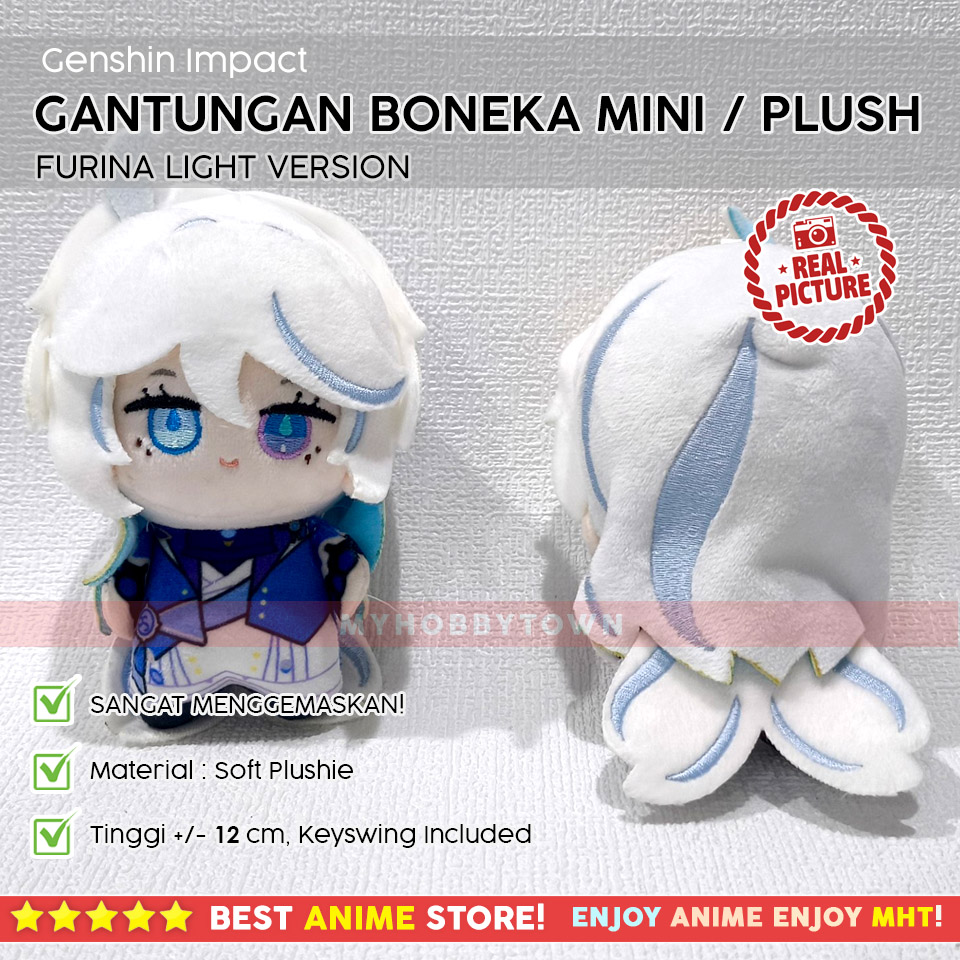 Gantungan Boneka Mini Plush Furina Genshin Impact – Boneka Chibi Furina Light Version Free Rantai Biji Lada - Gambar 2