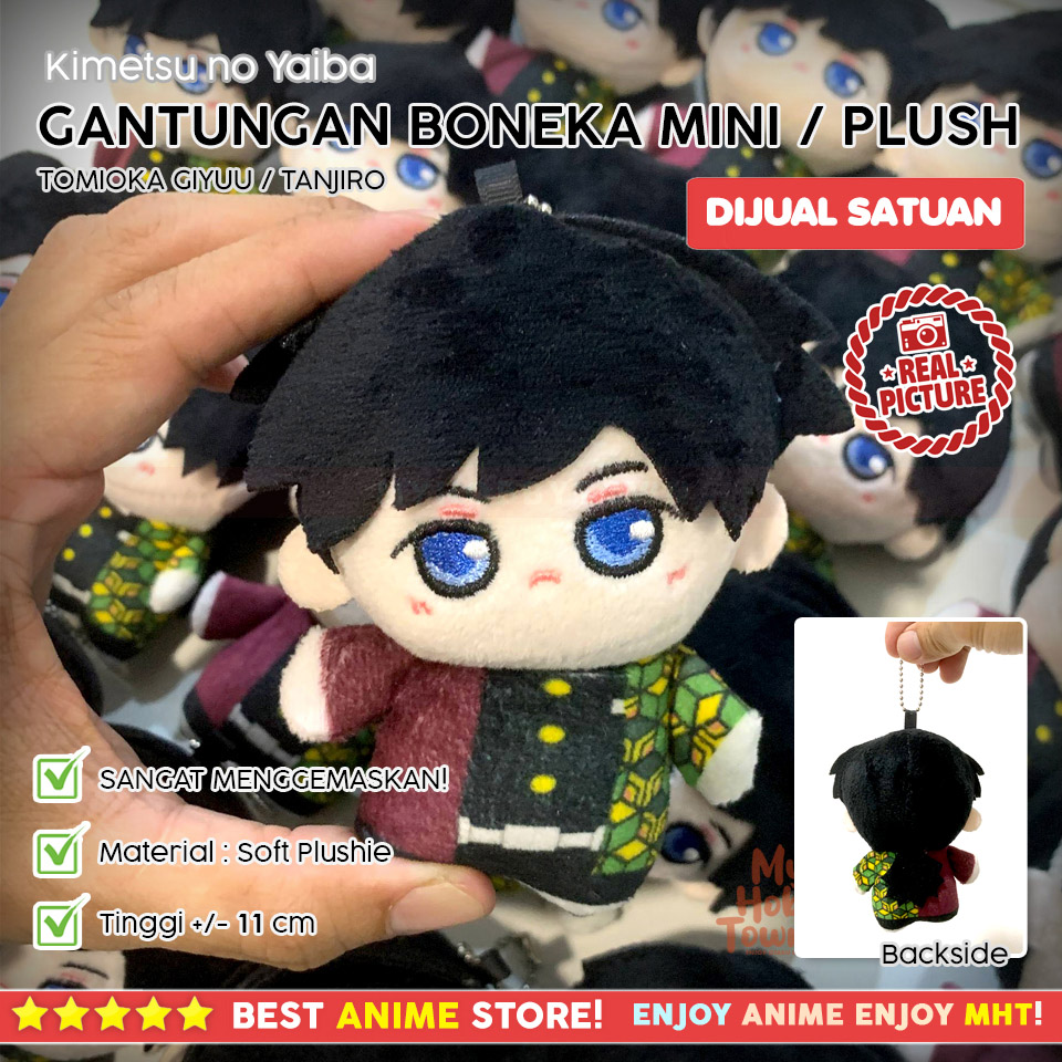 Gantungan Boneka Mini Plush Kimetsu no Yaiba – Tomioka Giyuu & Kamado Tanjiro Chibi Plushie Nunu - Gambar 2