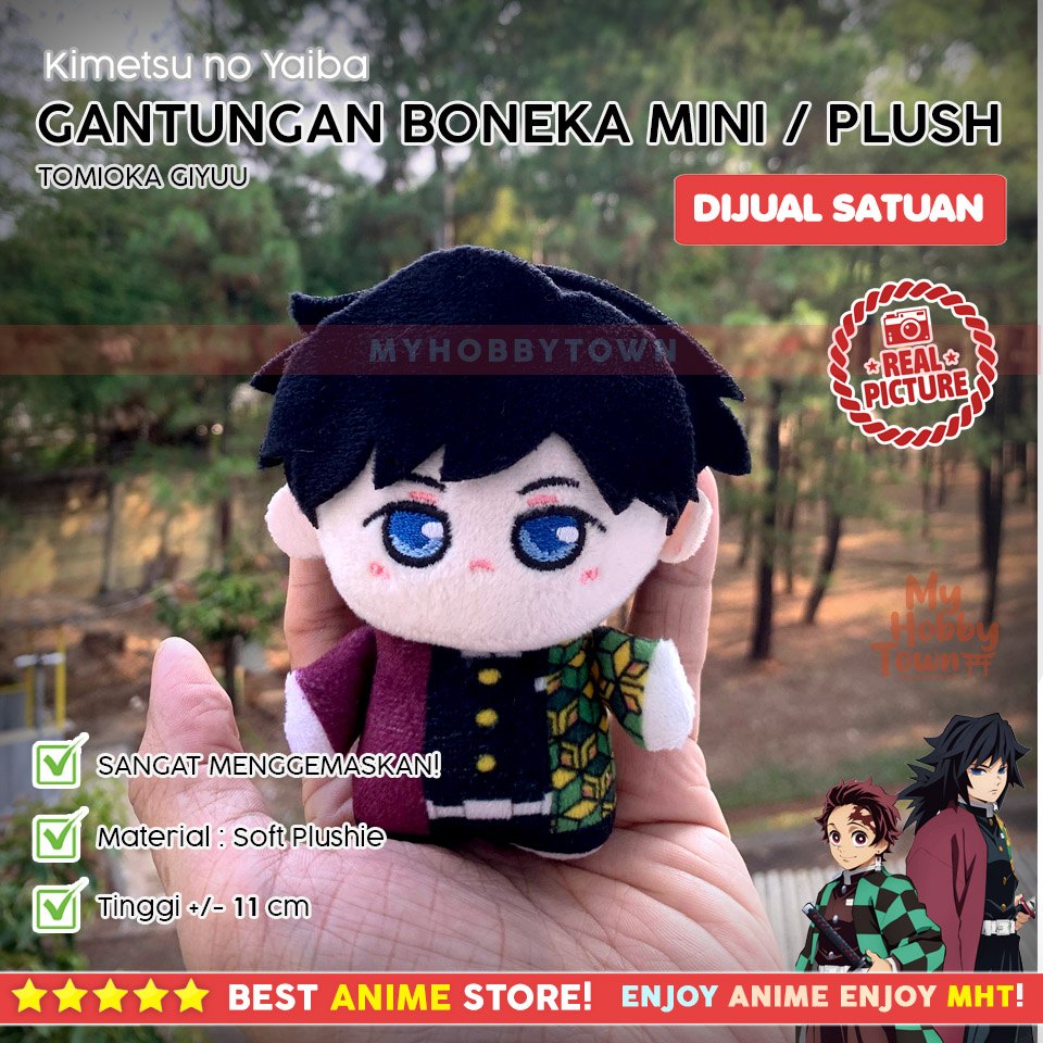 Gantungan Boneka Mini Plush Kimetsu no Yaiba – Tomioka Giyuu & Kamado Tanjiro Chibi Plushie Nunu - Gambar 5