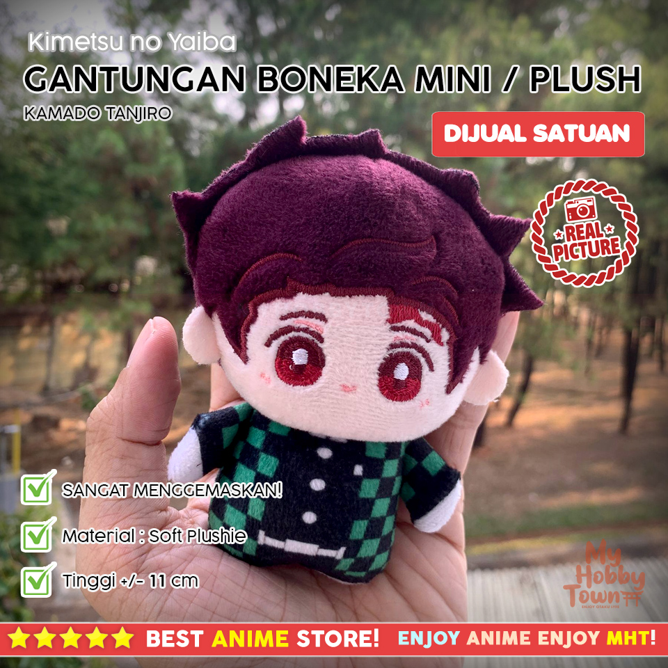 Gantungan Boneka Mini Plush Kimetsu no Yaiba – Tomioka Giyuu & Kamado Tanjiro Chibi Plushie Nunu - Gambar 6