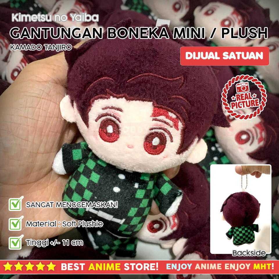 Gantungan Boneka Mini Plush Kimetsu no Yaiba – Tomioka Giyuu & Kamado Tanjiro Chibi Plushie Nunu - Gambar 3