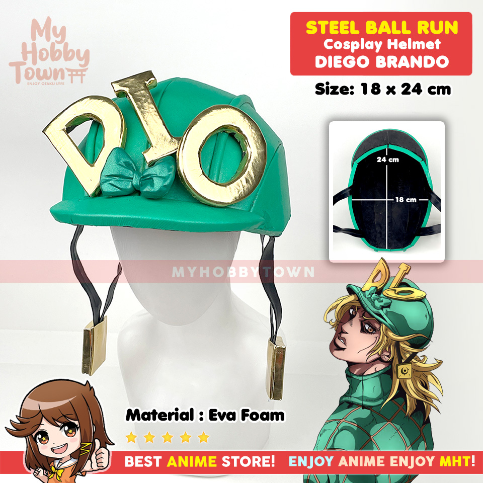 Topi Helm Anime Jojo's Bizarre Adventure Steel Ball Run Diego Brando Dio Helmet Cosplay