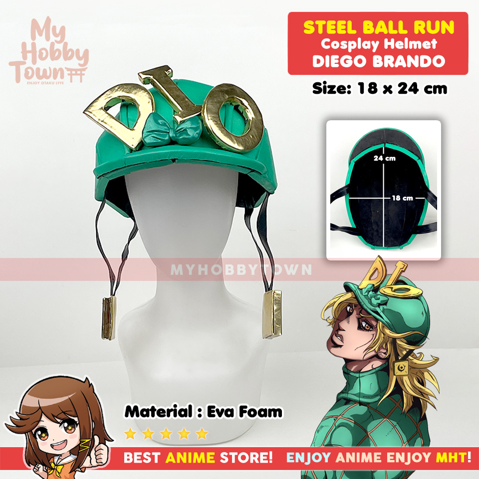 Topi Helm Anime Jojo's Bizarre Adventure Steel Ball Run Diego Brando Dio Helmet Cosplay - Gambar 2