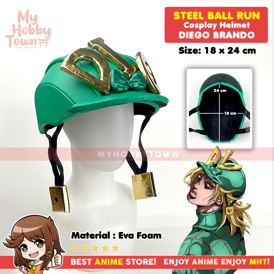 Topi Helm Anime Jojo's Bizarre Adventure Steel Ball Run Diego Brando Dio Helmet Cosplay - Gambar 5