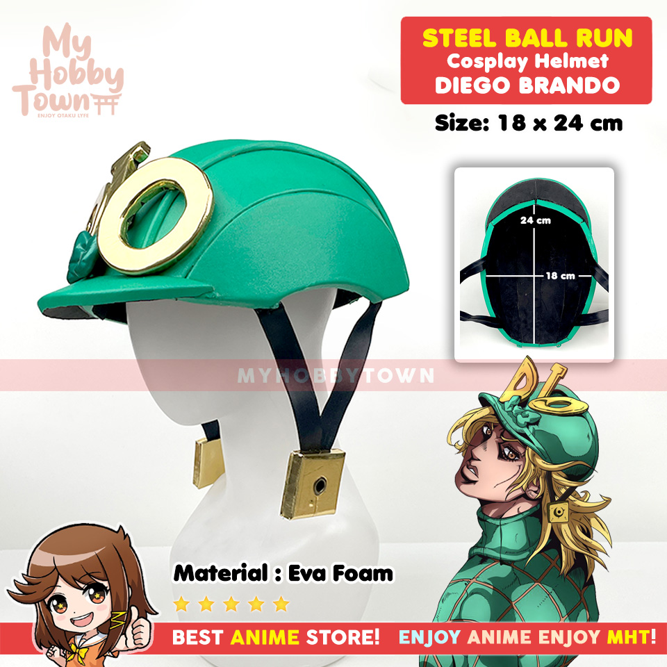 Topi Helm Anime Jojo's Bizarre Adventure Steel Ball Run Diego Brando Dio Helmet Cosplay - Gambar 6