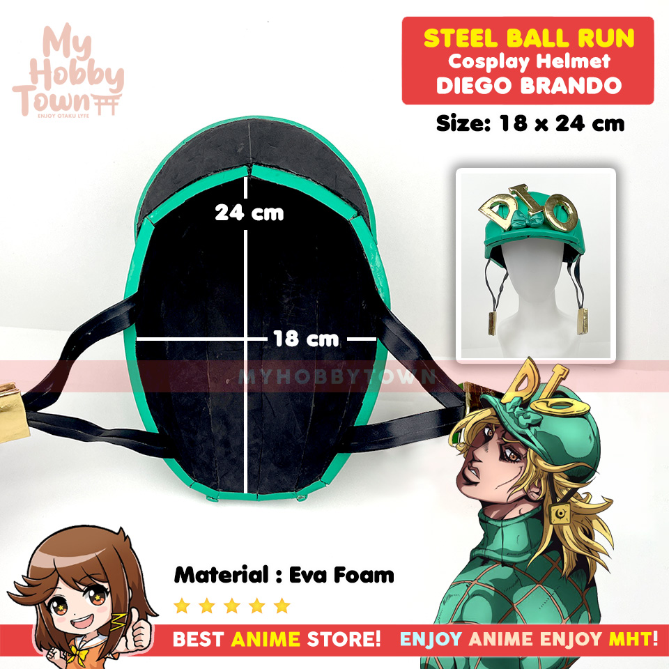 Topi Helm Anime Jojo's Bizarre Adventure Steel Ball Run Diego Brando Dio Helmet Cosplay - Gambar 7